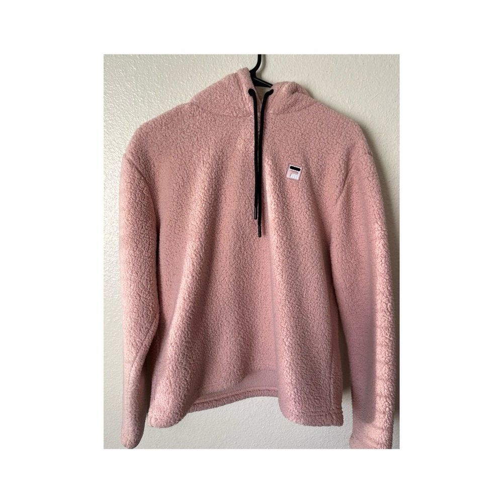 Light pink Fila fuzzy hoodie
